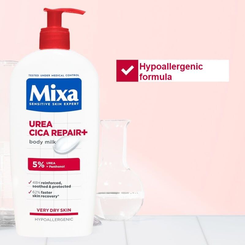 Mixa Urea Panthenol Cica Repair+ Lotion Réparatrice 5 % Urée, Panthénol & Cica 250ml – Image 2