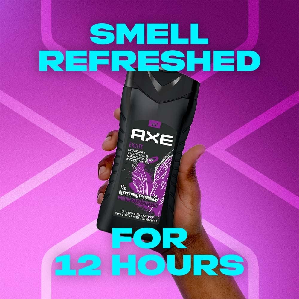 Axe Excite Gel Douche 3-en-1 Corps, Visage et Cheveux 250ml – Image 2