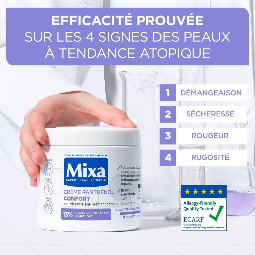 Mixa Crème Panthénol Confort Peaux Sèches et Sensibles 400ml – Image 3