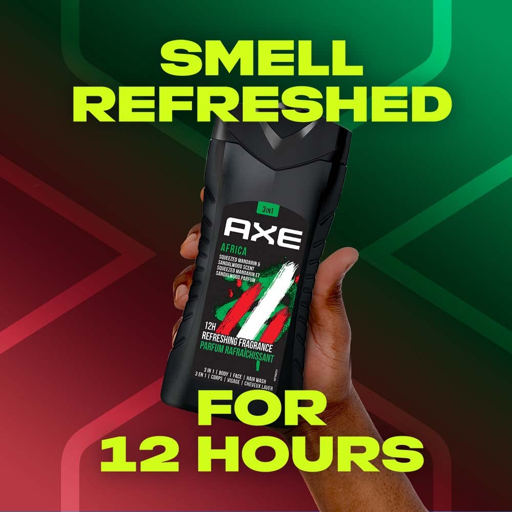 Axe Africa Gel Douche Homme 3-en-1 Corps, Visage et Cheveux 250ml – Image 2