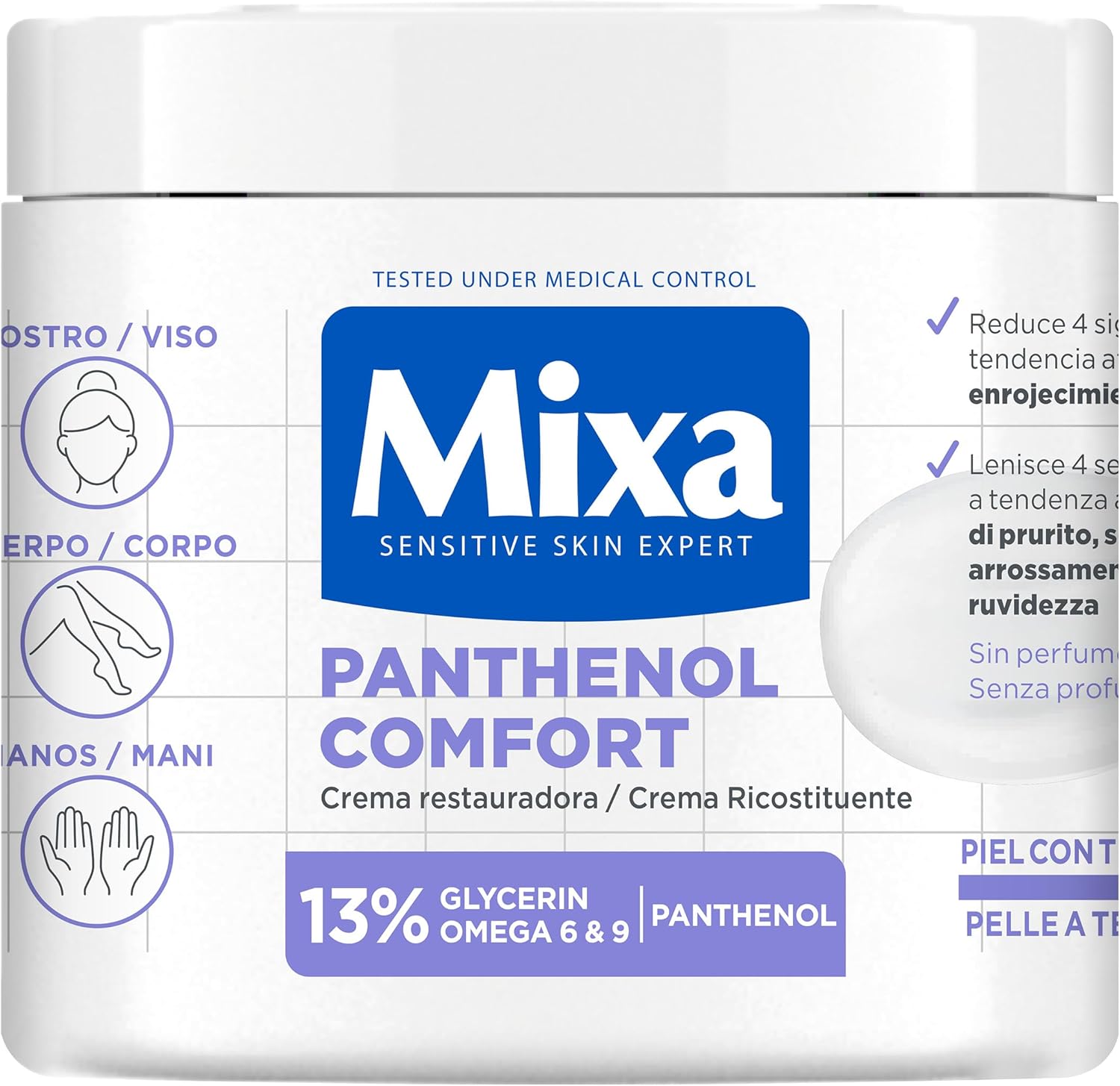 Mixa Crème Panthénol Confort Peaux Sèches et Sensibles 400ml disponible à Dakar Sénégal