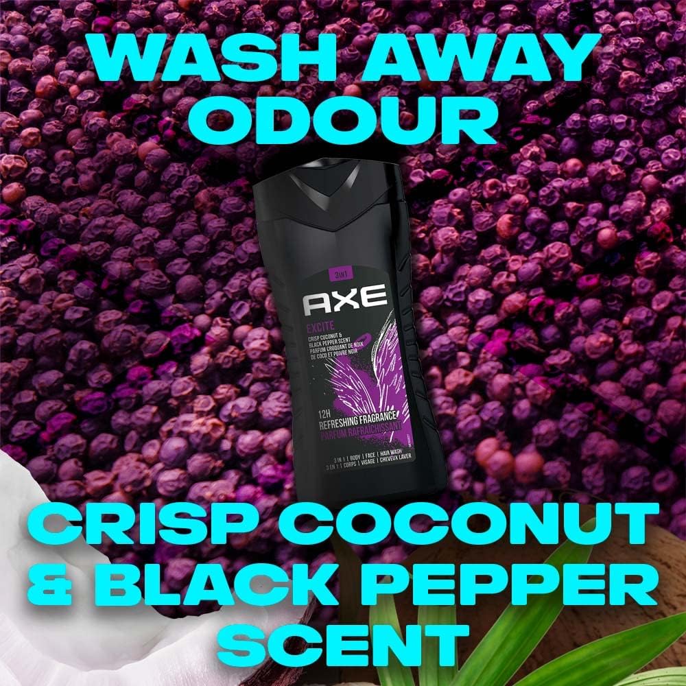 Axe Excite Gel Douche 3-en-1 Corps, Visage et Cheveux 250ml – Image 5