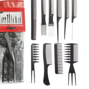Ensemble professionnel de 10 peignes de coiffure multifonctions pour cheveux et locs