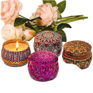 Coffret de 4 bougies parfumées décoratives Lavande Citron Figue Floral disponible à Dakar Sénégal.