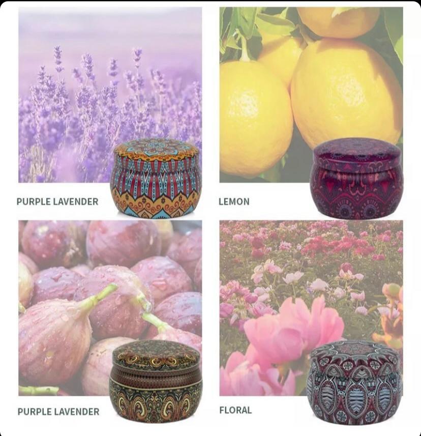 Coffret de 4 Bougies Parfumées – Lavande, Citron, Figue & Floral – Image 3