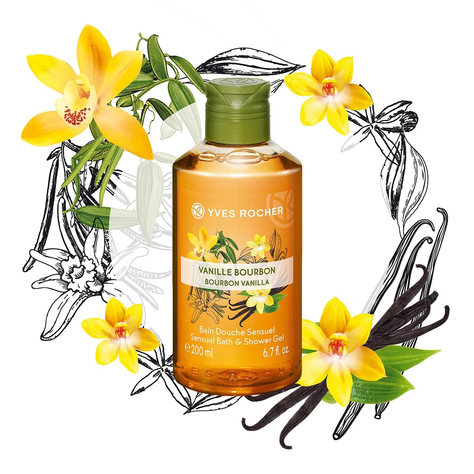 Yves Rocher Gel Douche Vanille Bourbon 200 ml pour nettoyer et parfumer délicatement la peau.